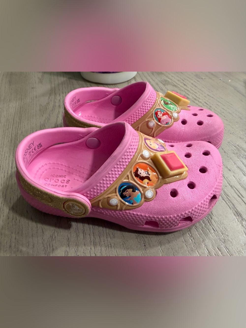 CROCS Kids Pink Princess Charm Clogs
